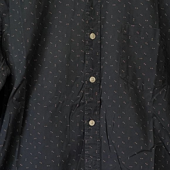 Men's J. Crew Button Down Shirt - Faded Black with Small Red Heart Pattern Color - Picture 2 of 2